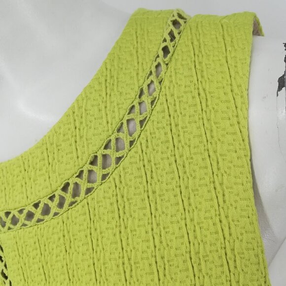 Rebecca Taylor Chartreuse Lattice Nude Illusion Dress Size 4 Green Sheath Lined - Picture 8 of 12
